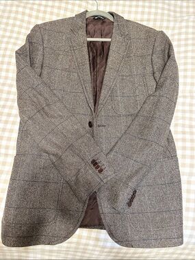 D&G Vintage Brown Windowpane Wool-Blend Blazer